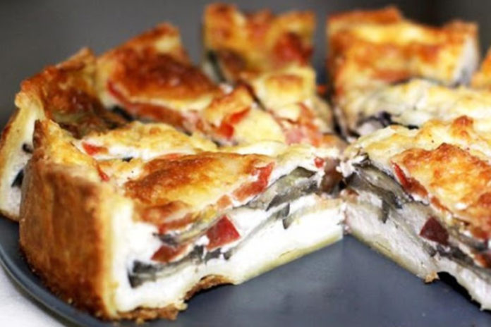 Листковий пиріг із грибами та сиром рецепт