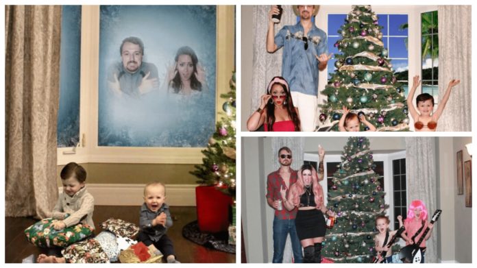 Родина робить кумедні листівки