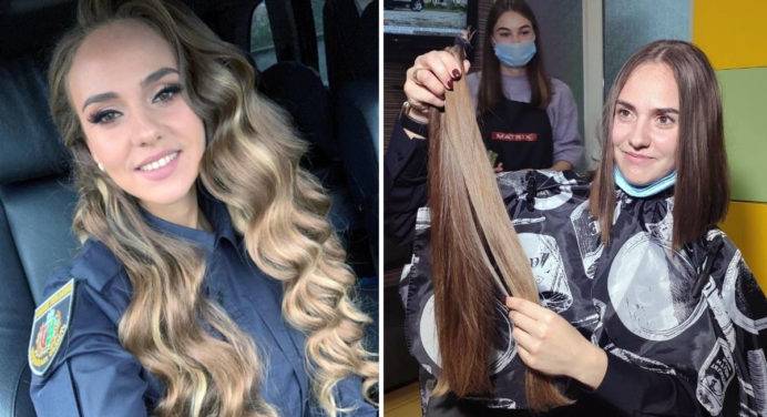 Українська поліцейська відрізала своє розкішне волосся, яке пожертвувала на перуки для онкохворих діток 