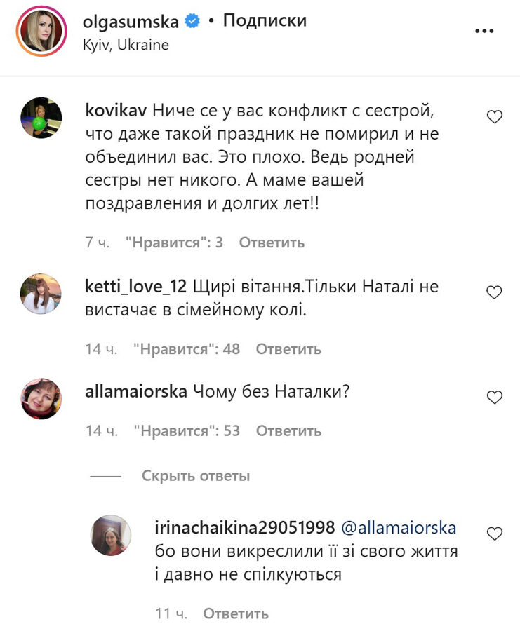 Фанати помітили, що Наталія Сумська пропустила день народження матері