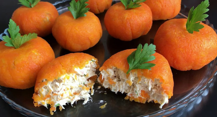 Салат на Новий рік 2022 – Мандаринки з сюрпризом