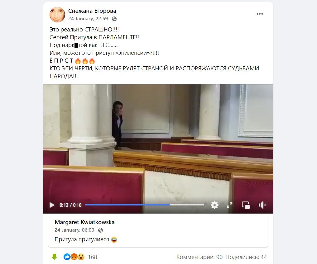 Сніжана Єгорова осоромила Сергія Притулу за поведінку в парламенті