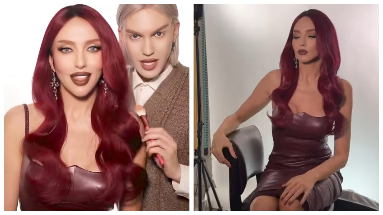 Оля Полякова показала, як пофарбувала волосся в бордовий колір