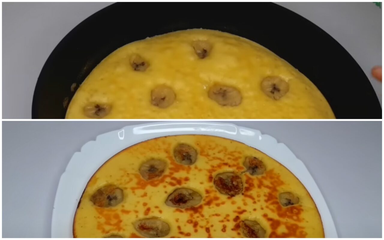 Банановий пиріг на пательні без духовки