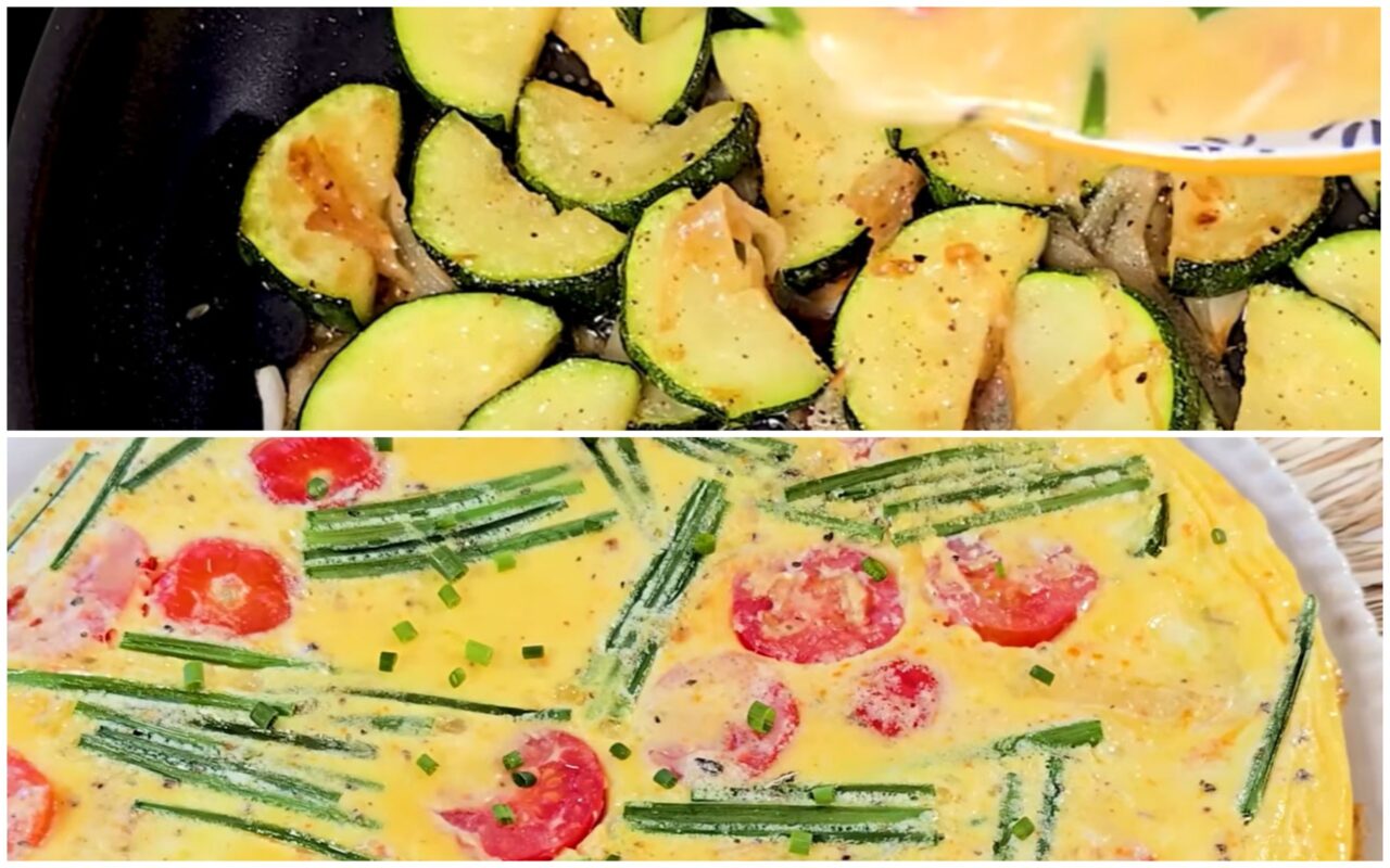 Кабачки, підсмажені з яйцями, на сніданок