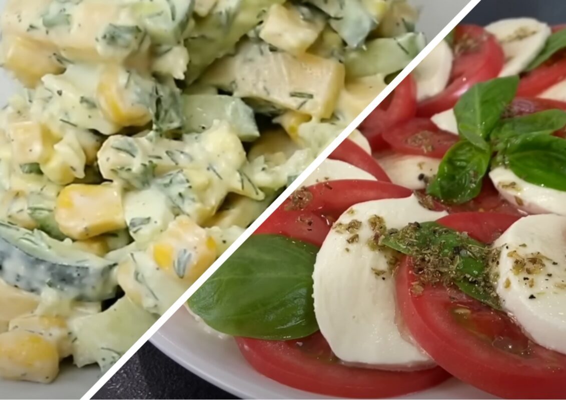 Літній салат з помідорів та огірків