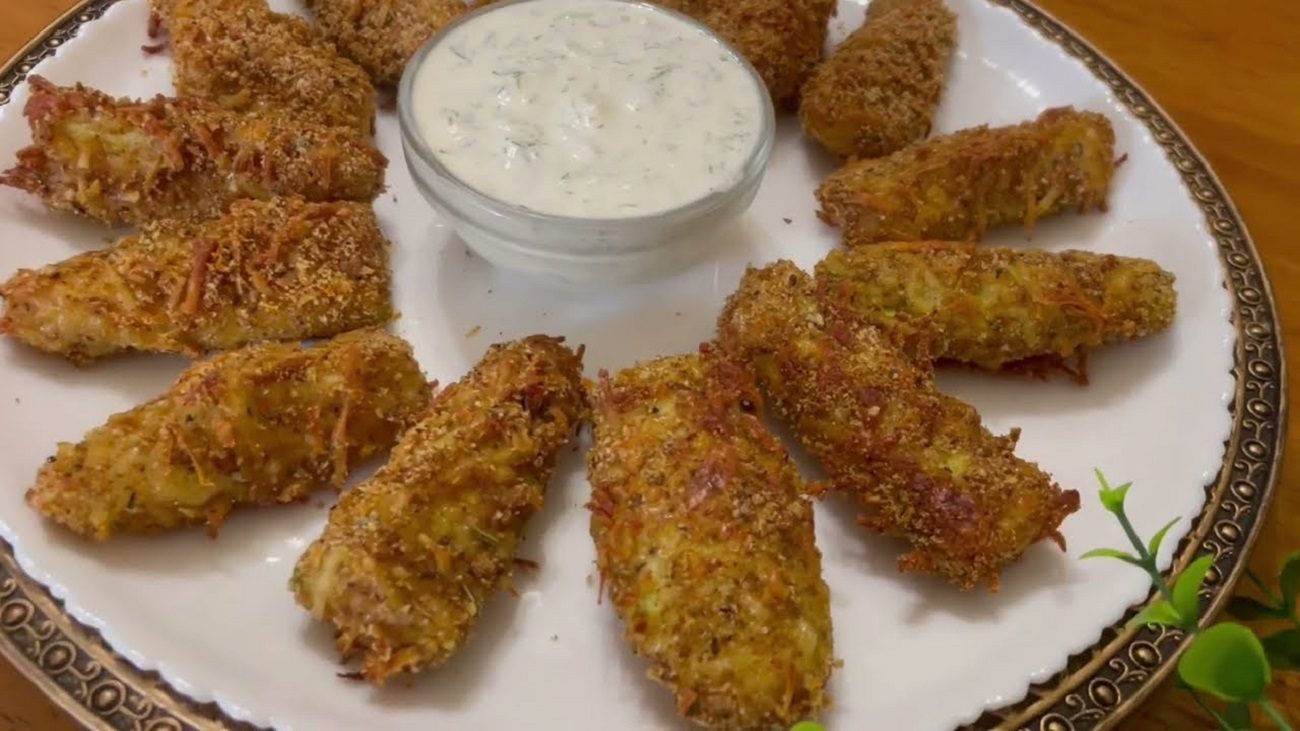 Рецепт смачних запечених кабачків у хрумкому клярі