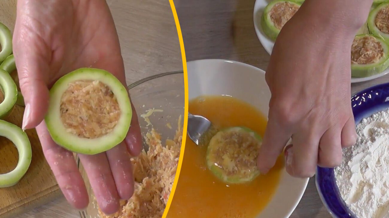 Покроковий рецепт фаршированих кабачків з сиром і куркою