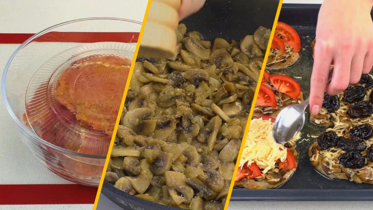 Господиня показала, як приготувати смачне запечене м'ясо з грибами та сирною шапкою