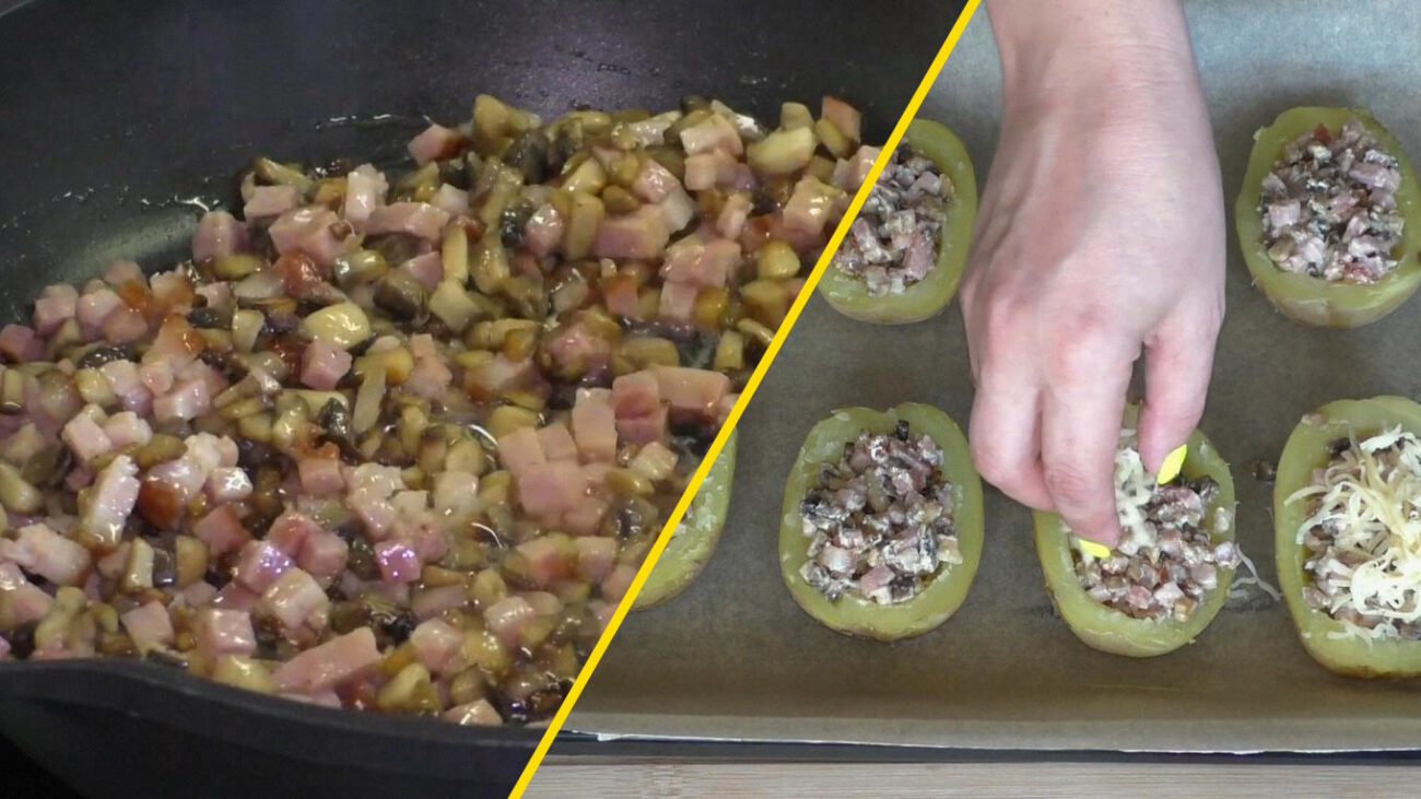 Простий рецепт картоплі з грибною начинкою у духовці