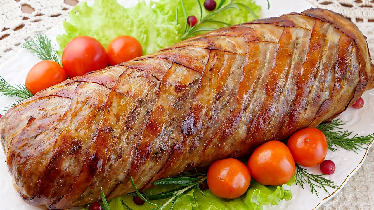 Рецепт святкового м'ясного рулету із фаршу з шинкою та сиром