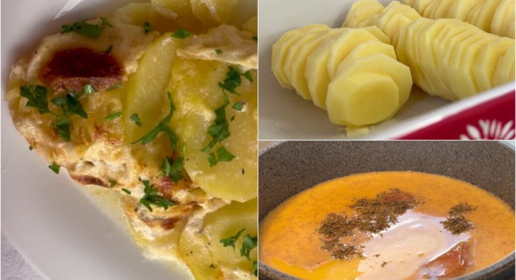 Королівська вечеря на всю родину: 500 г картоплі і 150 мл вершків та в духовку на 30 хв 