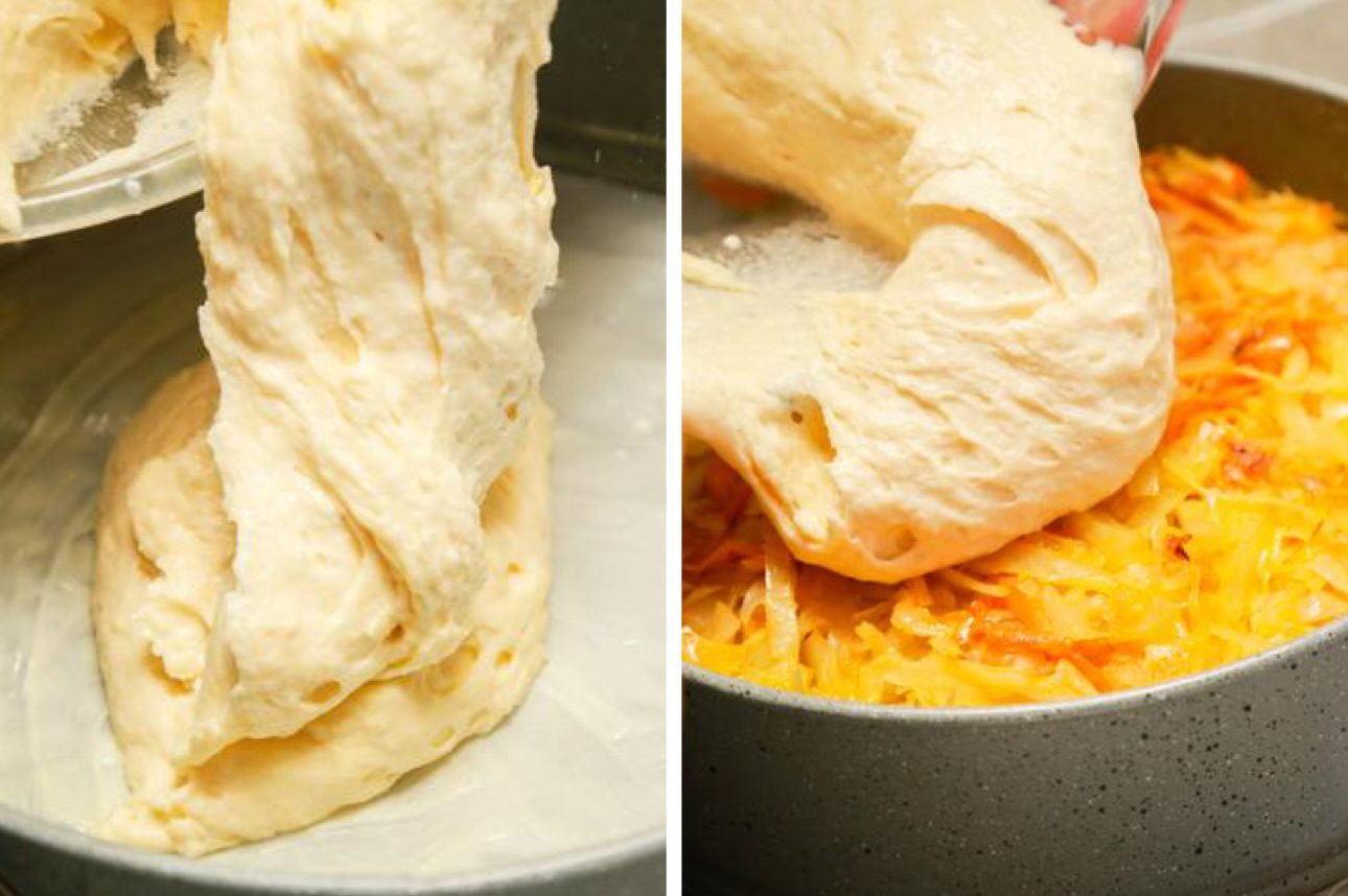 Кулінари розповіли, як приготувати ніжний заливний пиріг із тушкованою капустою