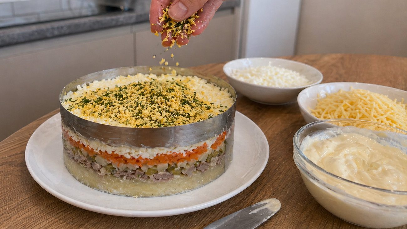 Рецепт смачного шарового салату з рибної консерви