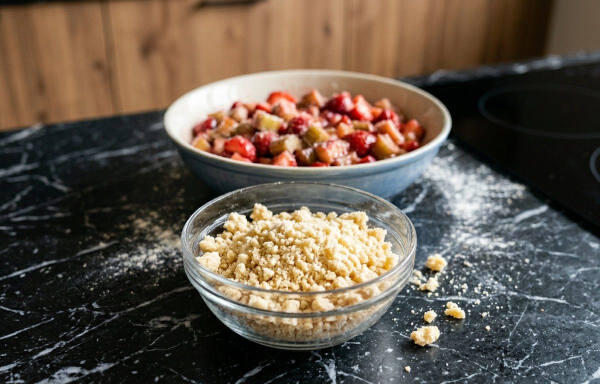 Швидкий рецепт весняного пирога з ревенем та свіжою полуницею