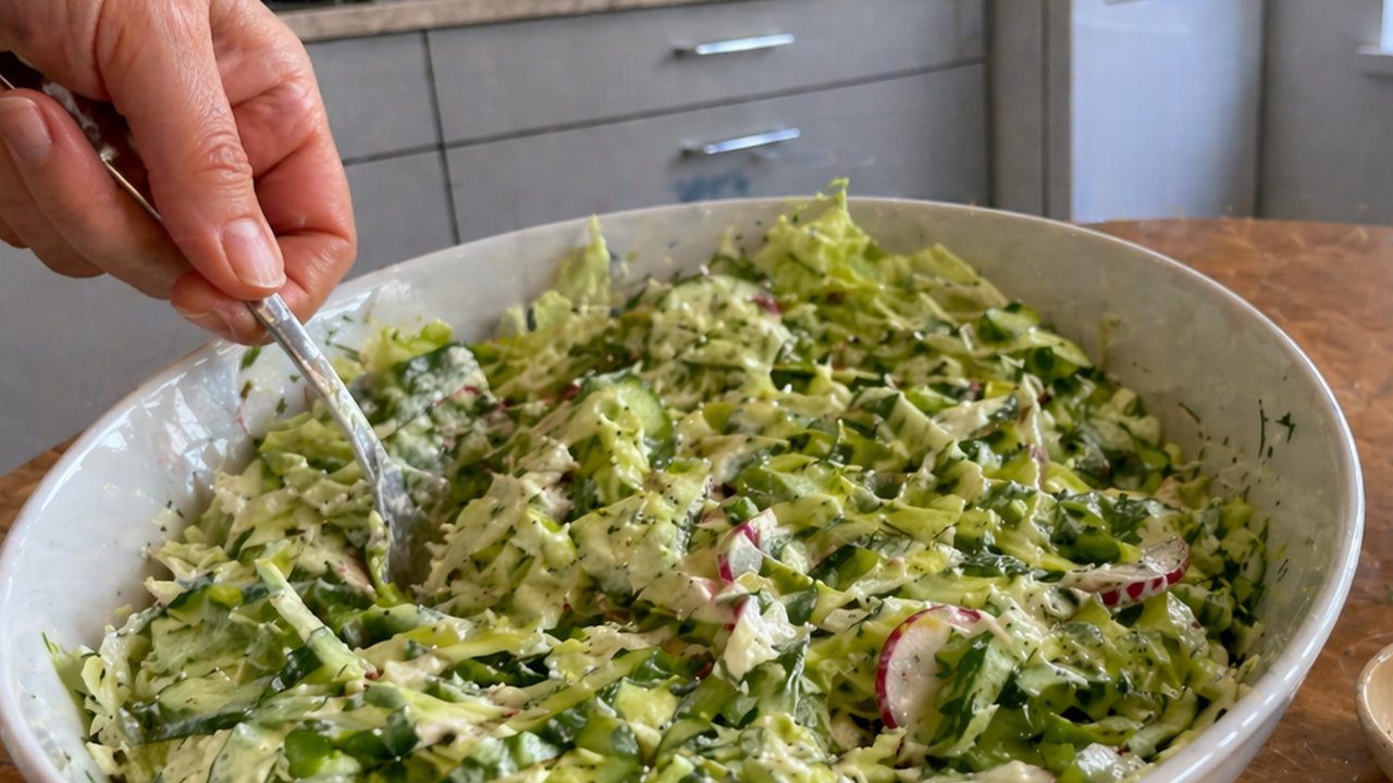 Швидкий рецепт салату з молодою капустою та сметанною заправкою