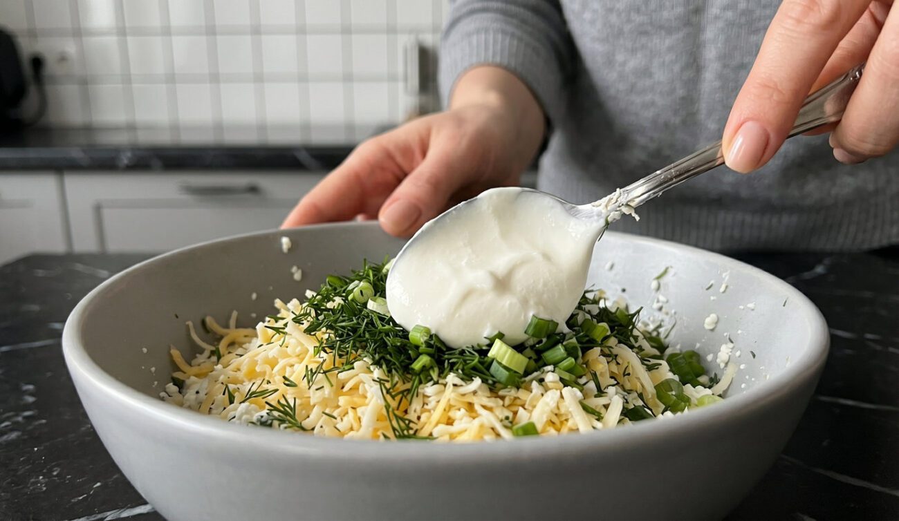 Рецепт пікантної намазки з сиром, свіжою зеленню та часником