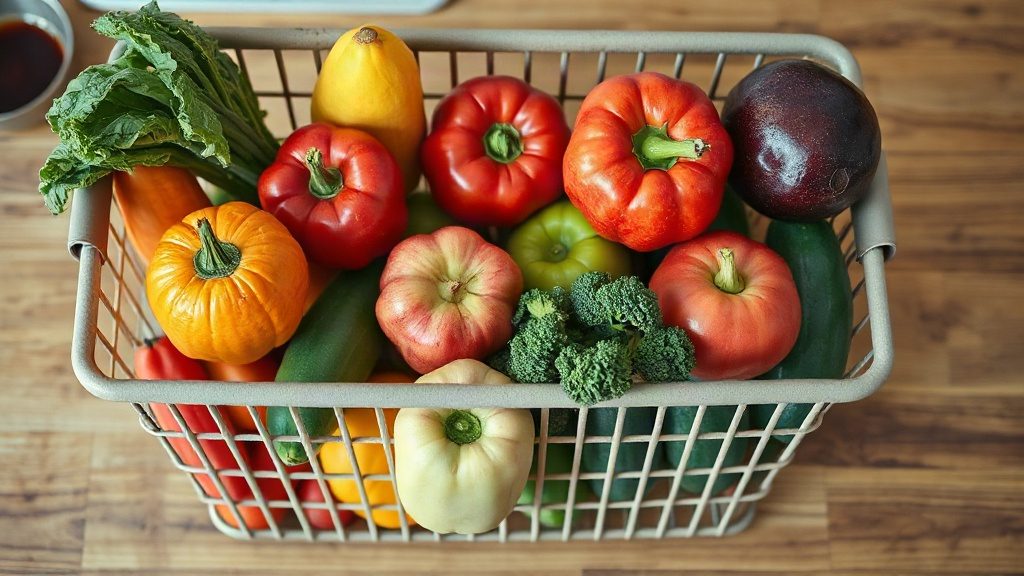 Кошик зі свіжими продуктами з магазину