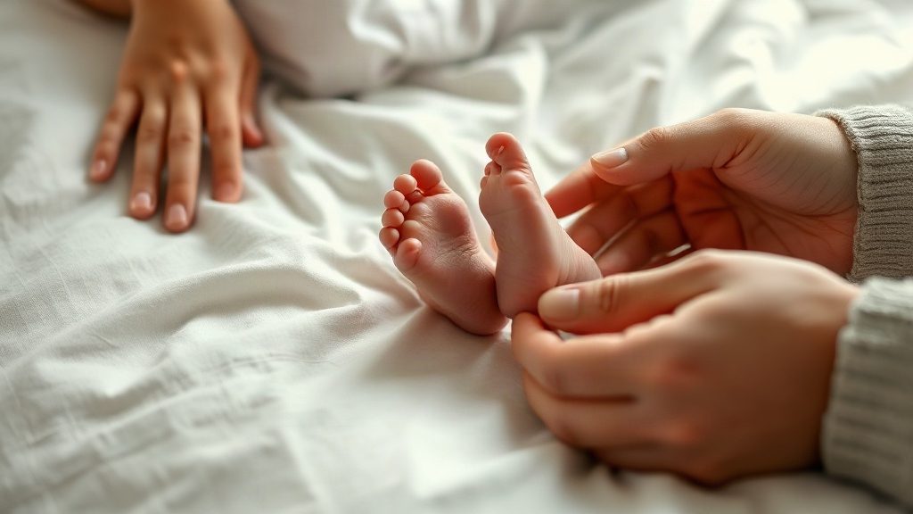 Батьки тримають маленькі ніжки немовляти, вибір чоловічого імені