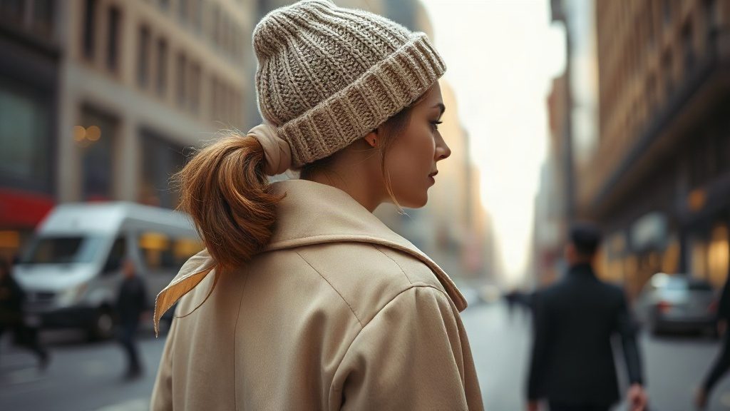 Елегантний низький хвіст під шапку-біні для довгого волосся